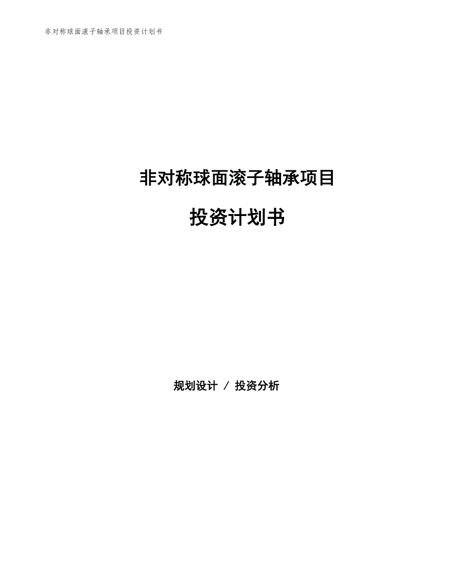 非对称球面滚子轴承项目投资计划书（参考模板及重点分析）_第1页