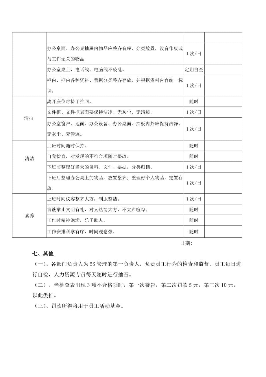 湖北超亿科技有限公司办公室5s管理制度_第5页