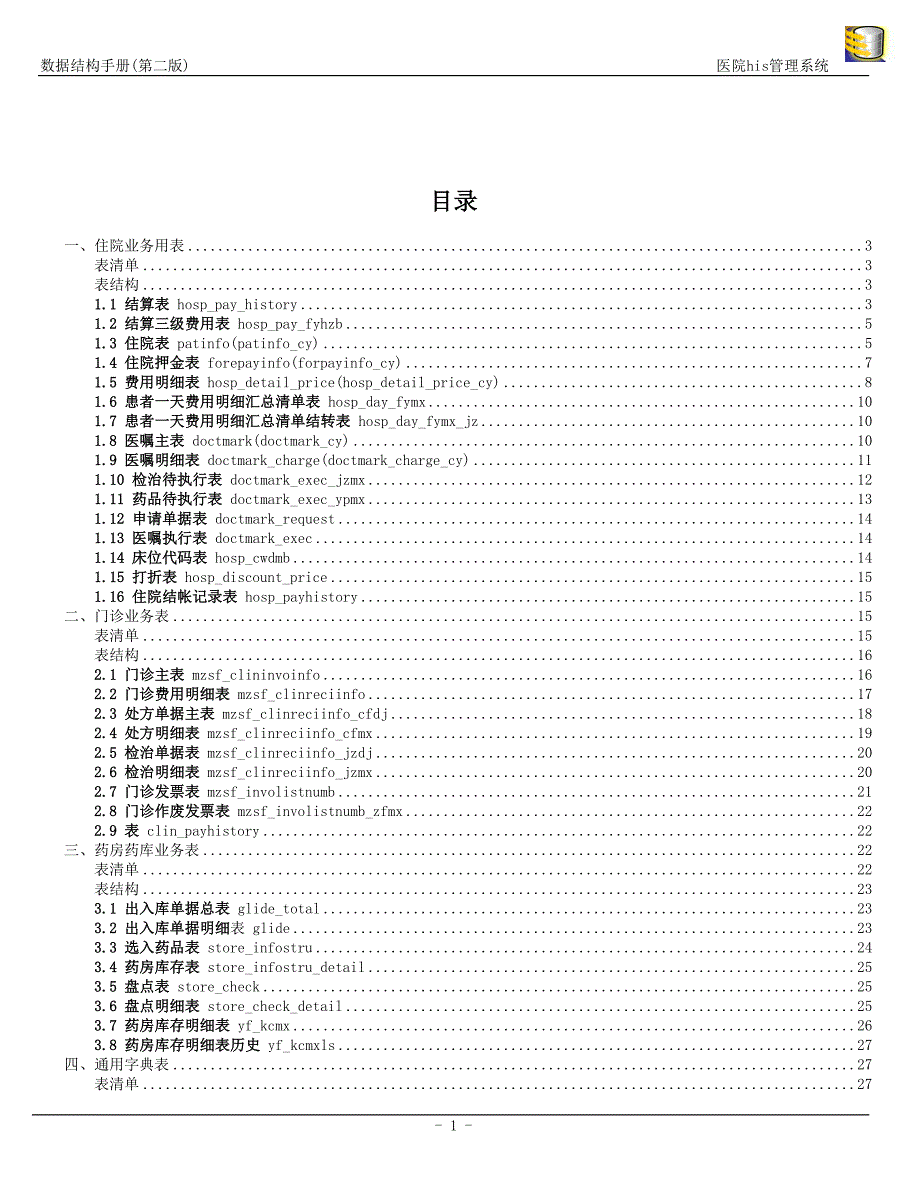 医院his管理系统--数据结构手册_第2页