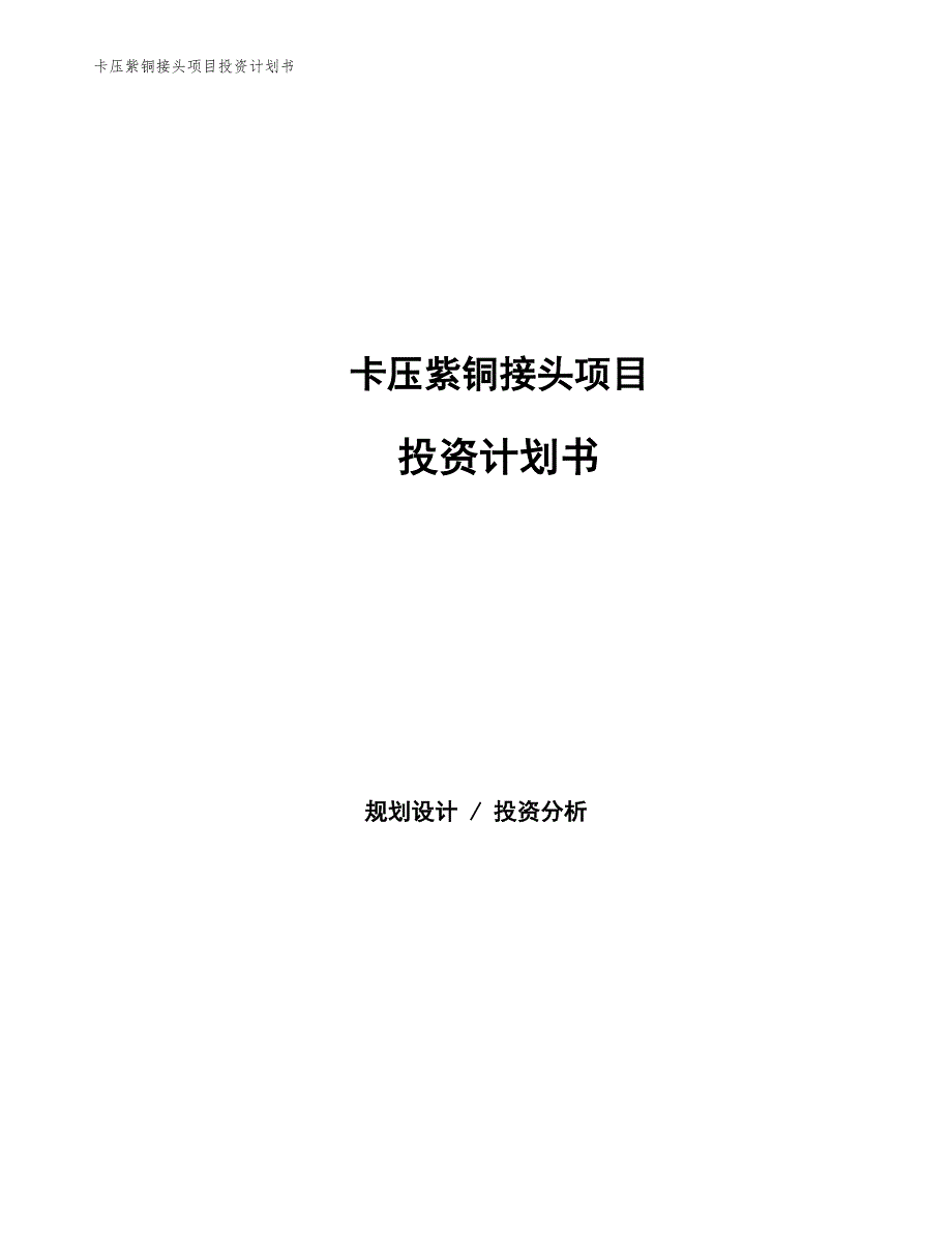 卡压紫铜接头项目投资计划书（参考模板及重点分析）_第1页