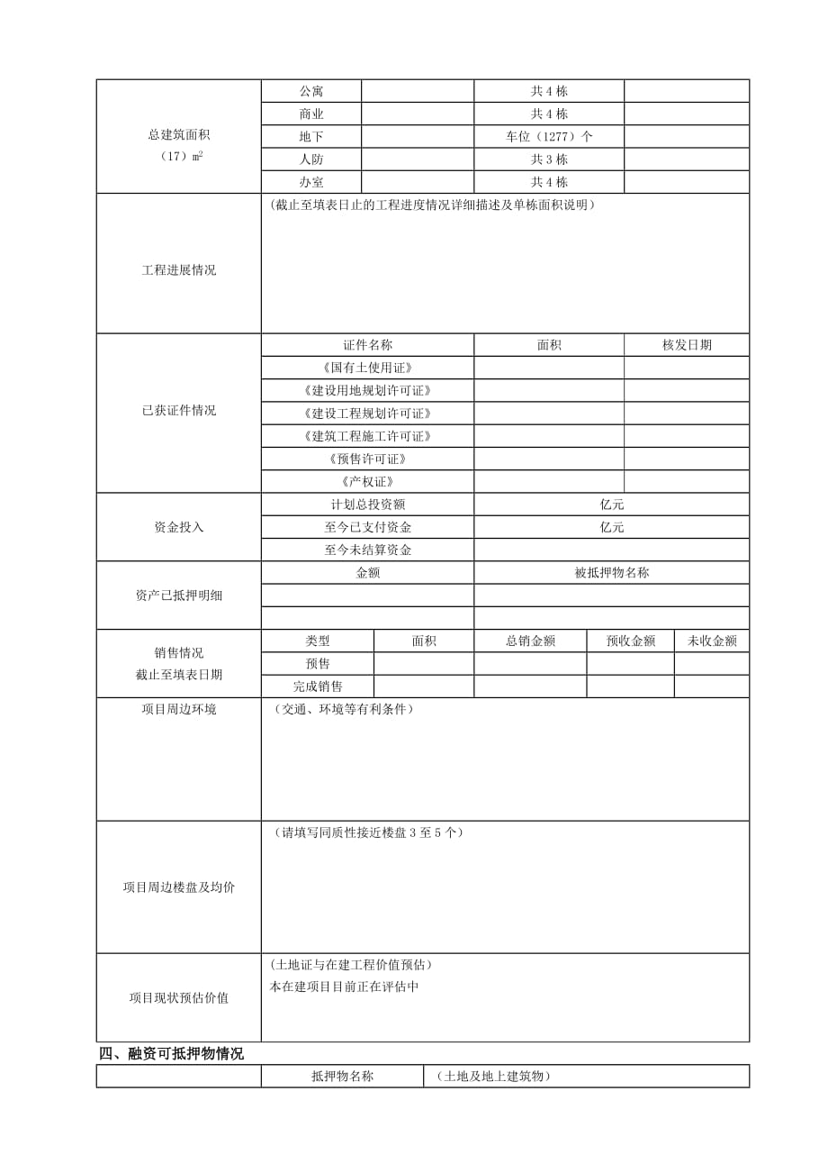 房地产项目融资申请表（空白）_第2页