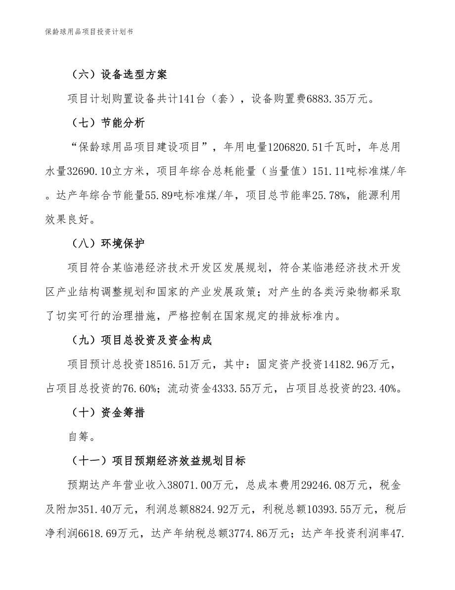 保龄球用品项目投资计划书（参考模板及重点分析）_第5页