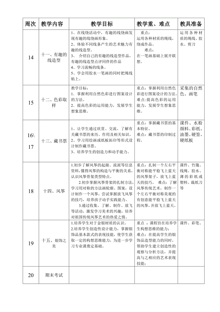 三四下册美术计划2_第3页