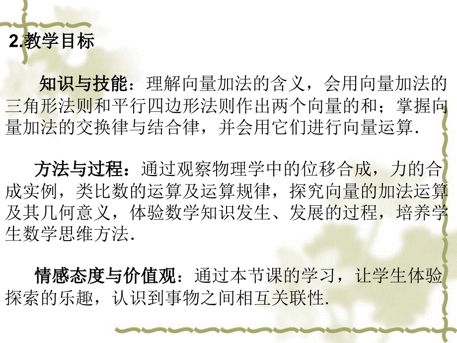 陈宇 向量的加法运算及几何意义(说课课件)_第3页