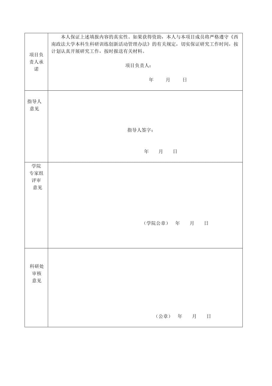 度本科生专门项目申请书_第5页