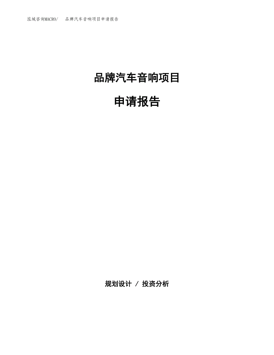 品牌汽车音响项目申请报告(目录大纲及参考模板).docx_第1页