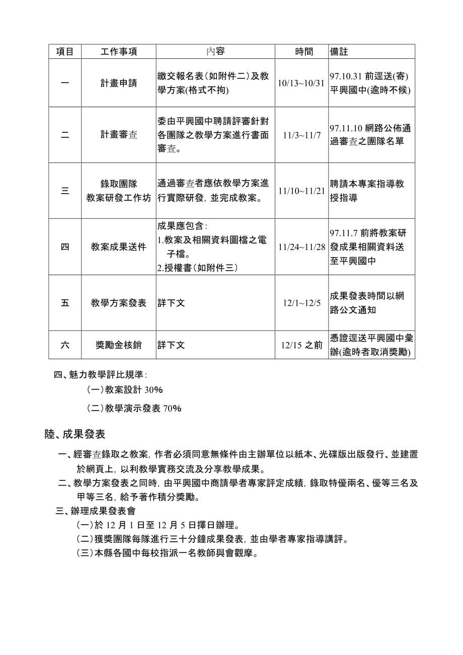 桃园县97年度魅力教学创意教学实施计画_第2页