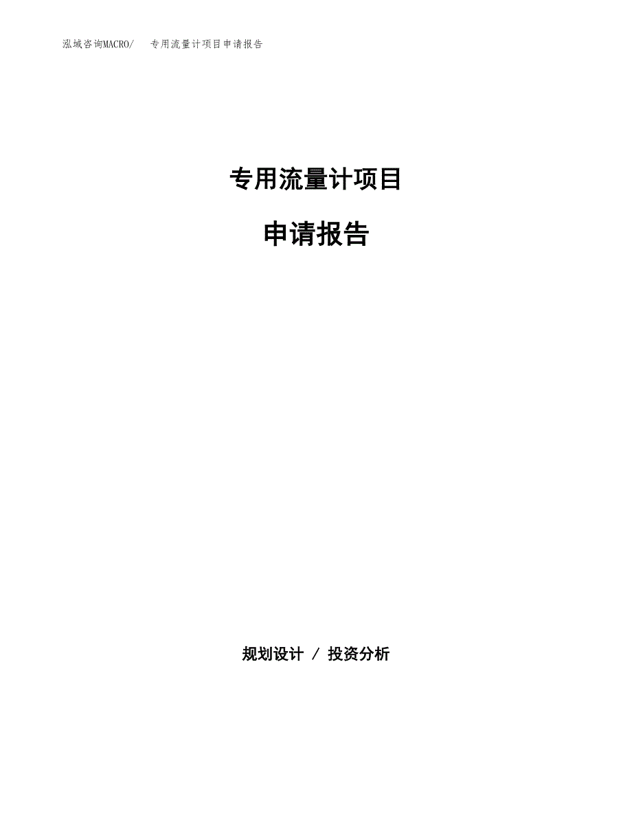 专用流量计项目申请报告(目录大纲及参考模板).docx_第1页