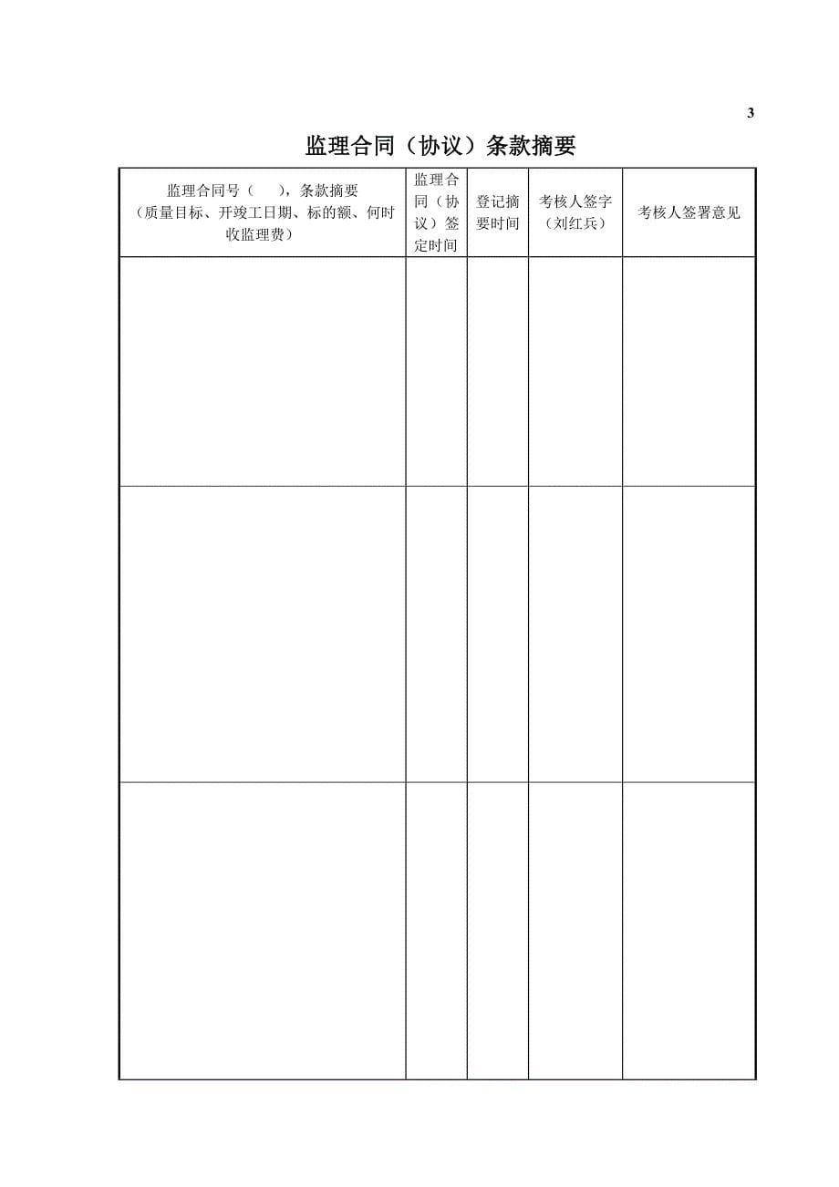 监理工程项目考核簿全套表格_第5页