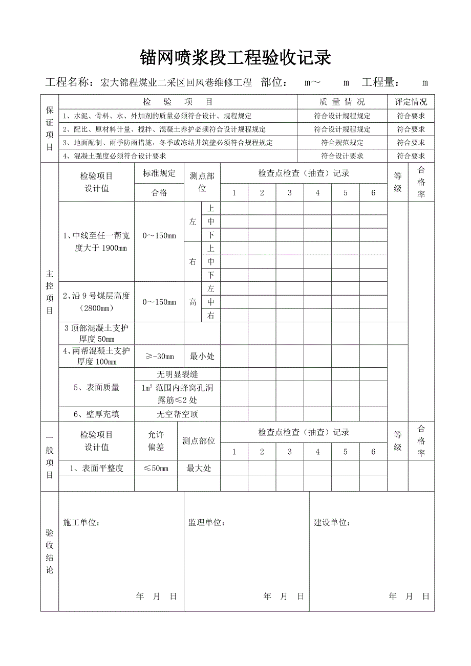 锚网索喷浆段工程验收记录_第1页