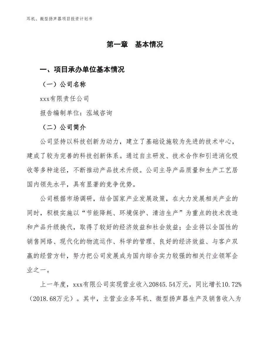 耳机、微型扬声器项目投资计划书（参考模板及重点分析）_第2页