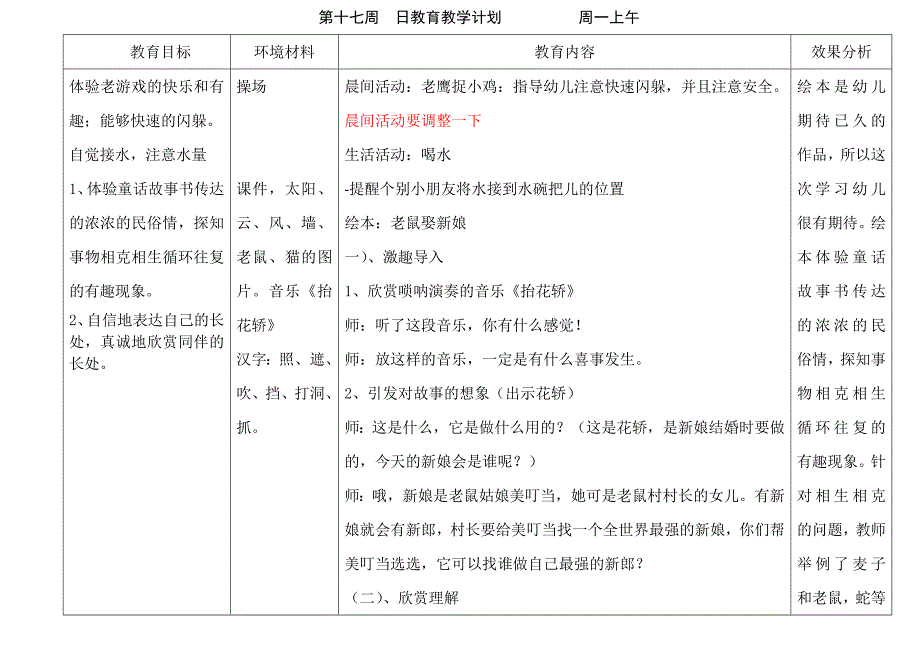 大班第十七周教学计划_第1页