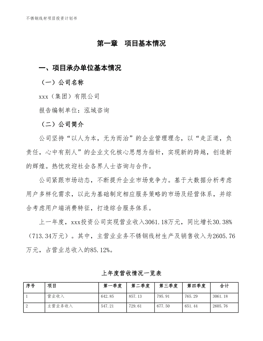 不锈钢线材项目投资计划书（参考模板及重点分析）_第2页