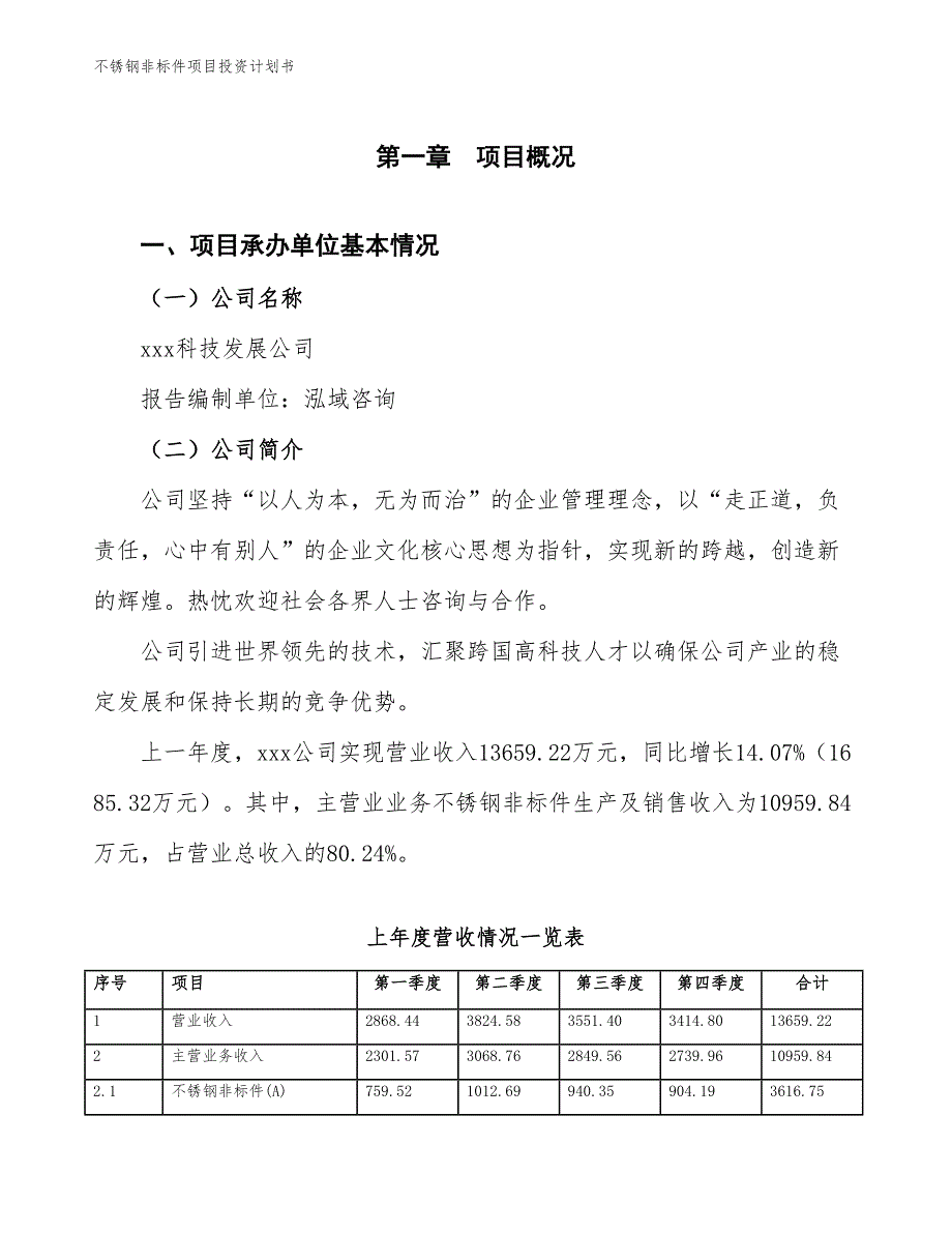 不锈钢非标件项目投资计划书（参考模板及重点分析）_第2页