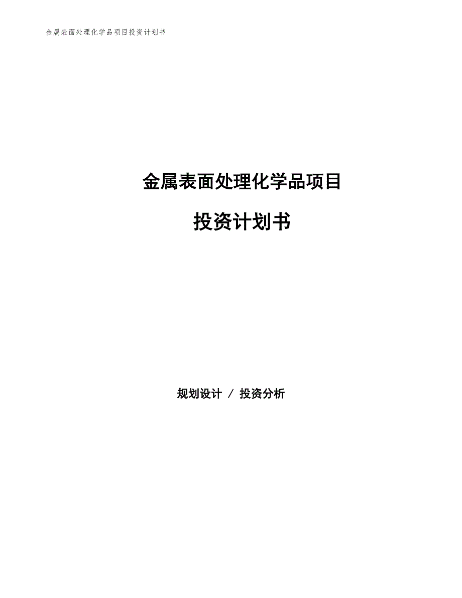 金属表面处理化学品项目投资计划书（参考模板及重点分析）_第1页