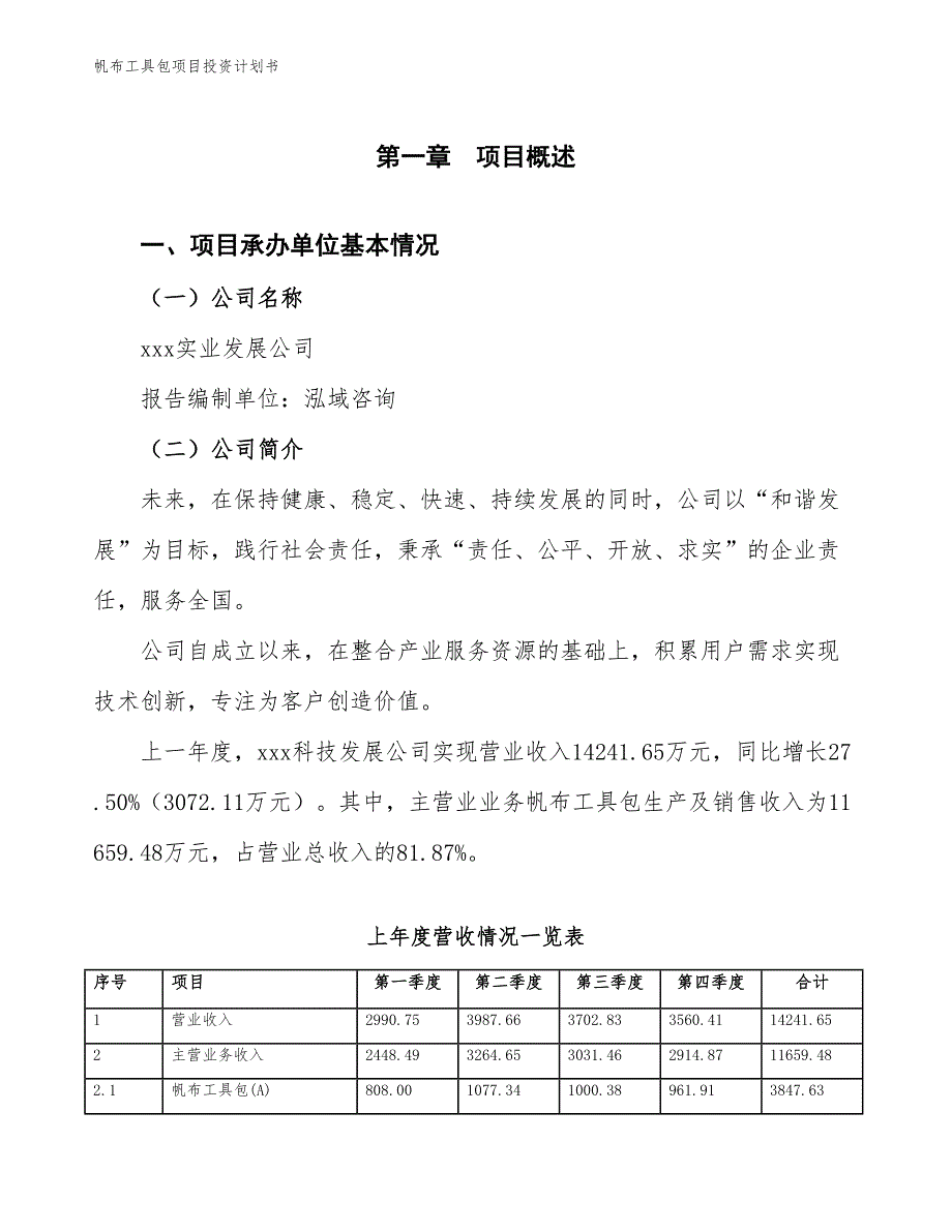 帆布工具包项目投资计划书（参考模板及重点分析）_第2页