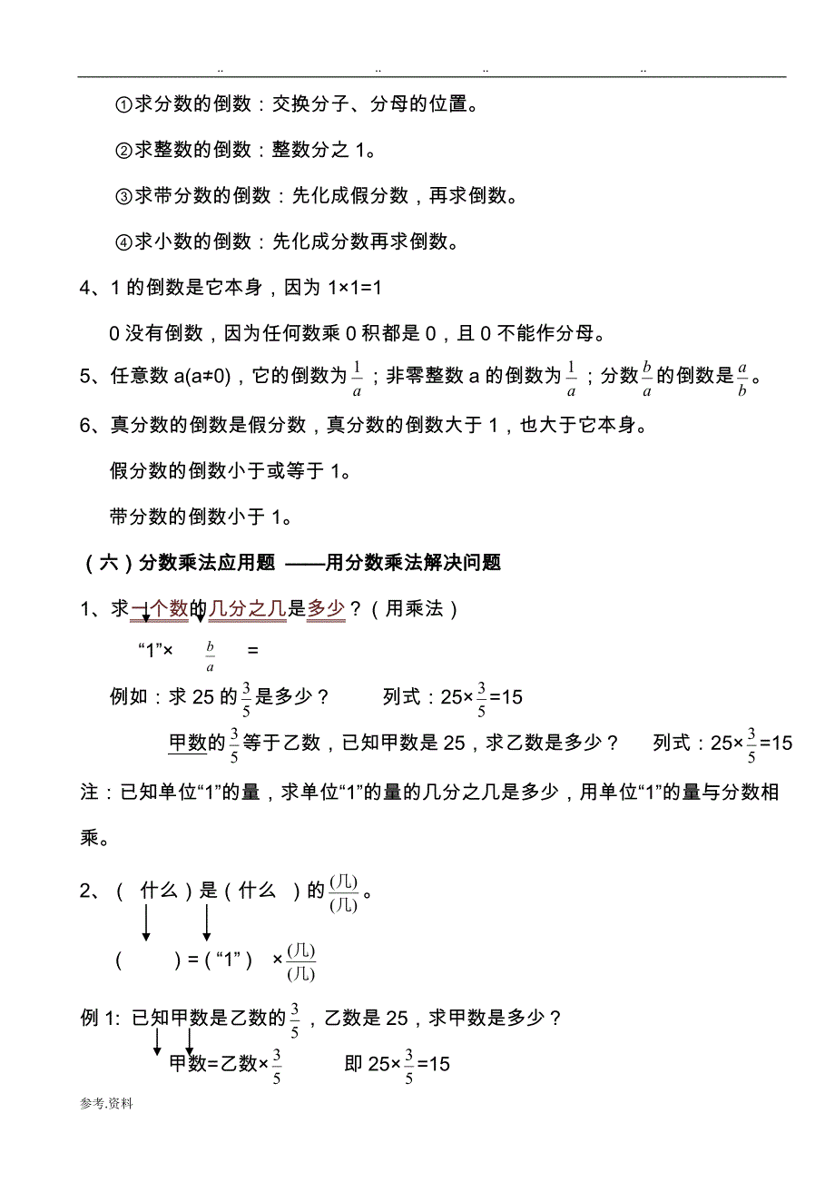 人版小学数学六年级（上册）知识点整理归纳_第4页