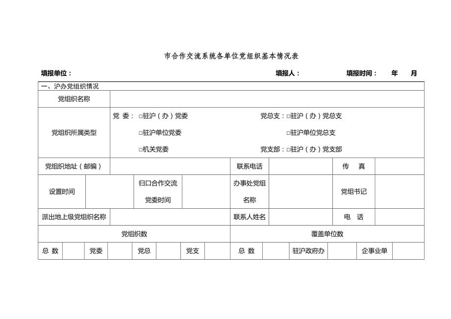 市合作交流系统各单位党组织基本情况表4页_第1页