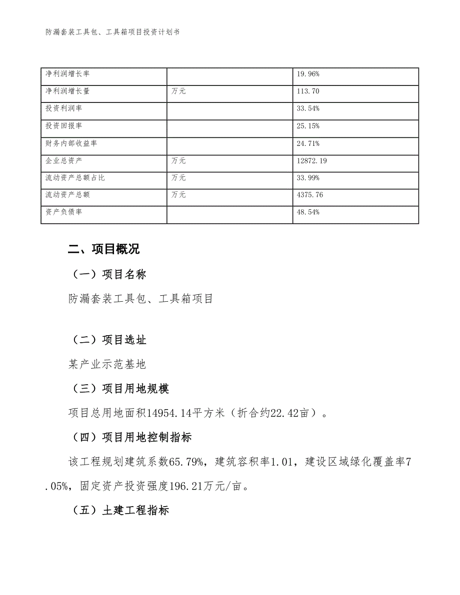 防漏套装工具包、工具箱项目投资计划书（参考模板及重点分析）_第4页