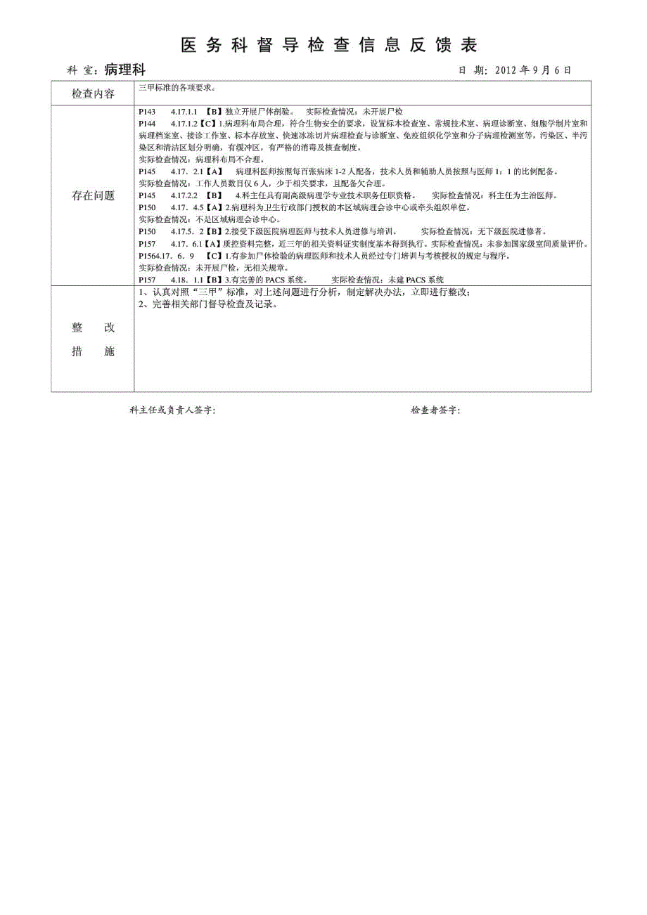 医务科三甲标准请求医技科室督导检查反应表[最新]_第4页