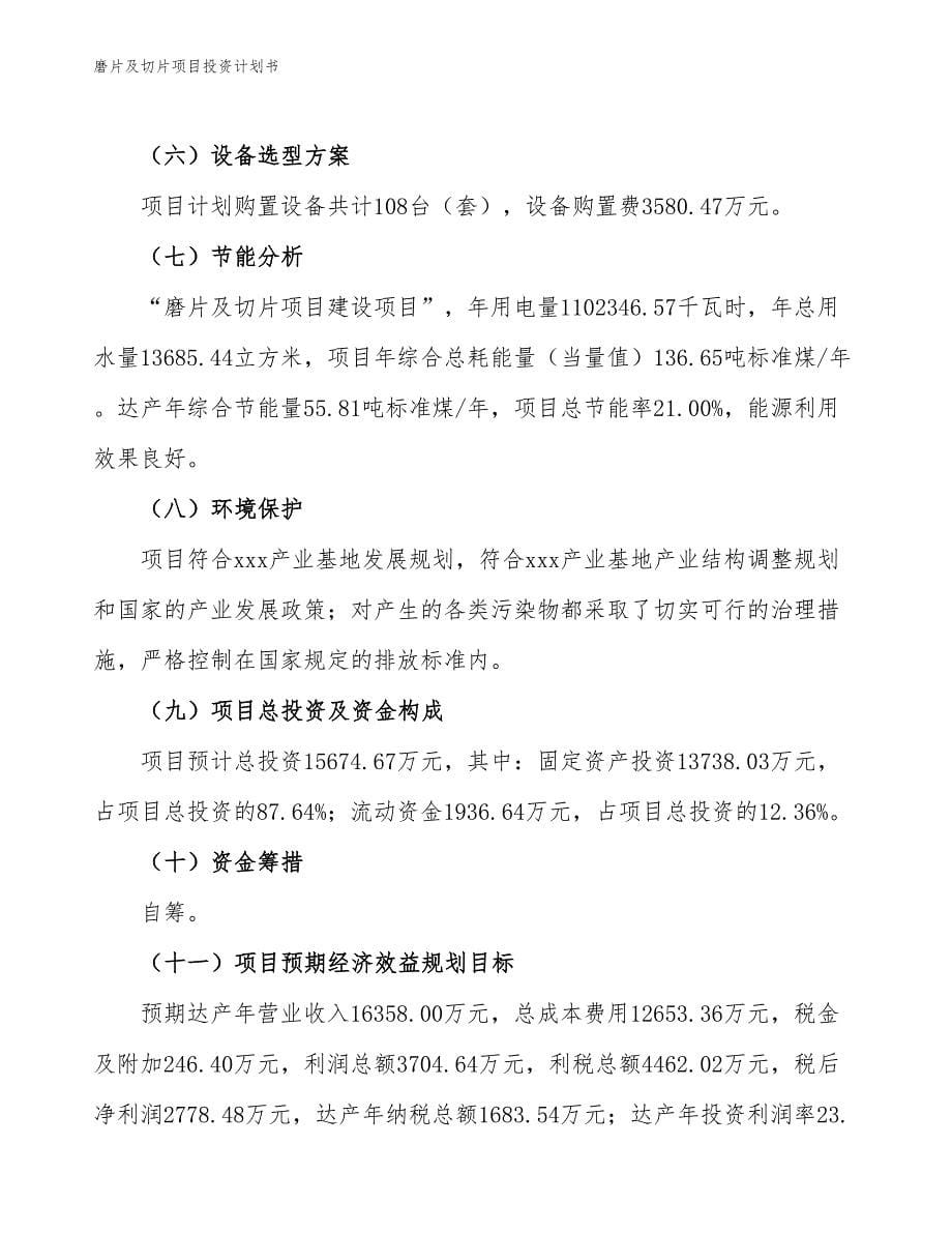 磨片及切片项目投资计划书（参考模板及重点分析）_第5页