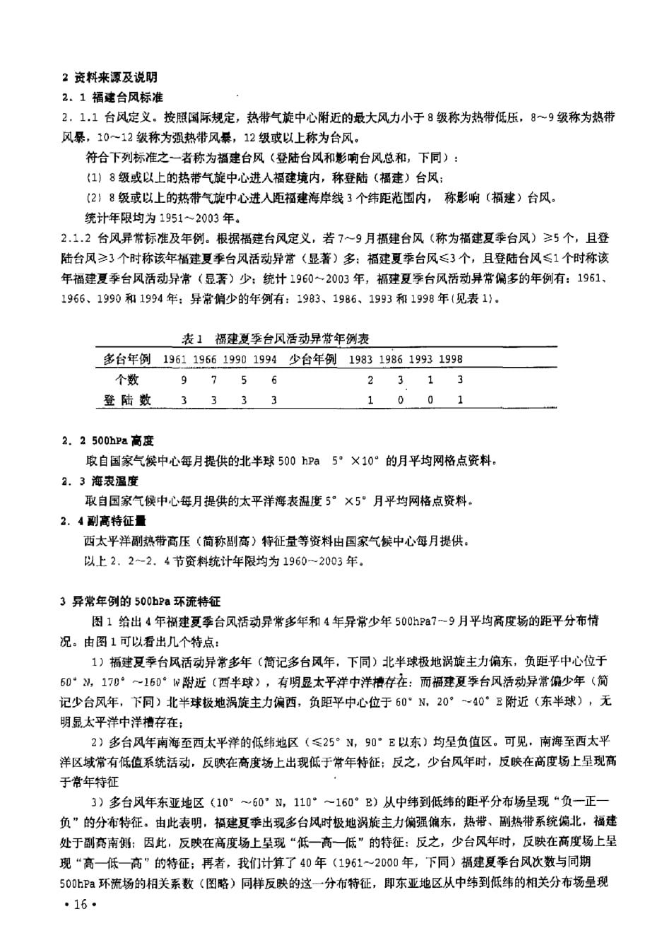 福建夏季台风活动异常的特征与预测分析_第2页