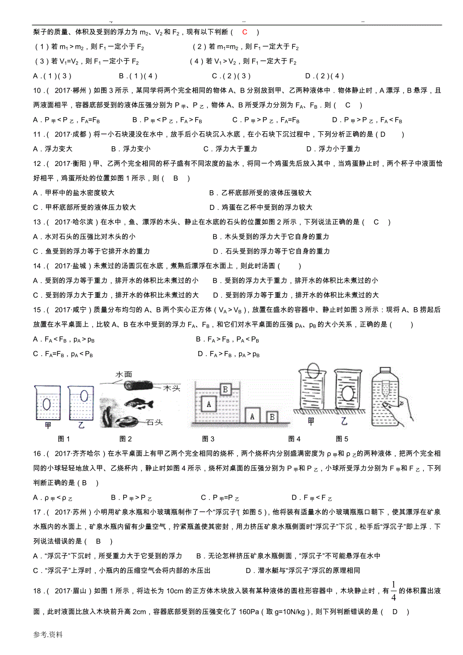 2017年_全国中考物理真题汇编_浮力_第2页