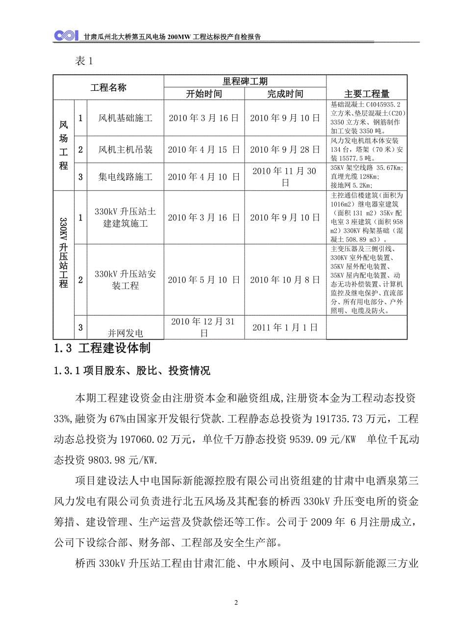 酒泉三期达标投产自检报告(瓜州北五风场)纸板报告_第5页