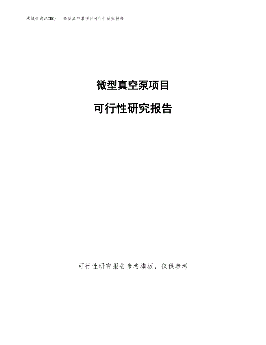 微型真空泵项目可行性研究报告（目录大纲及参考模板）_第1页