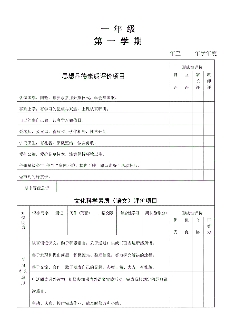 小学生素质发展水平评价手册_第3页