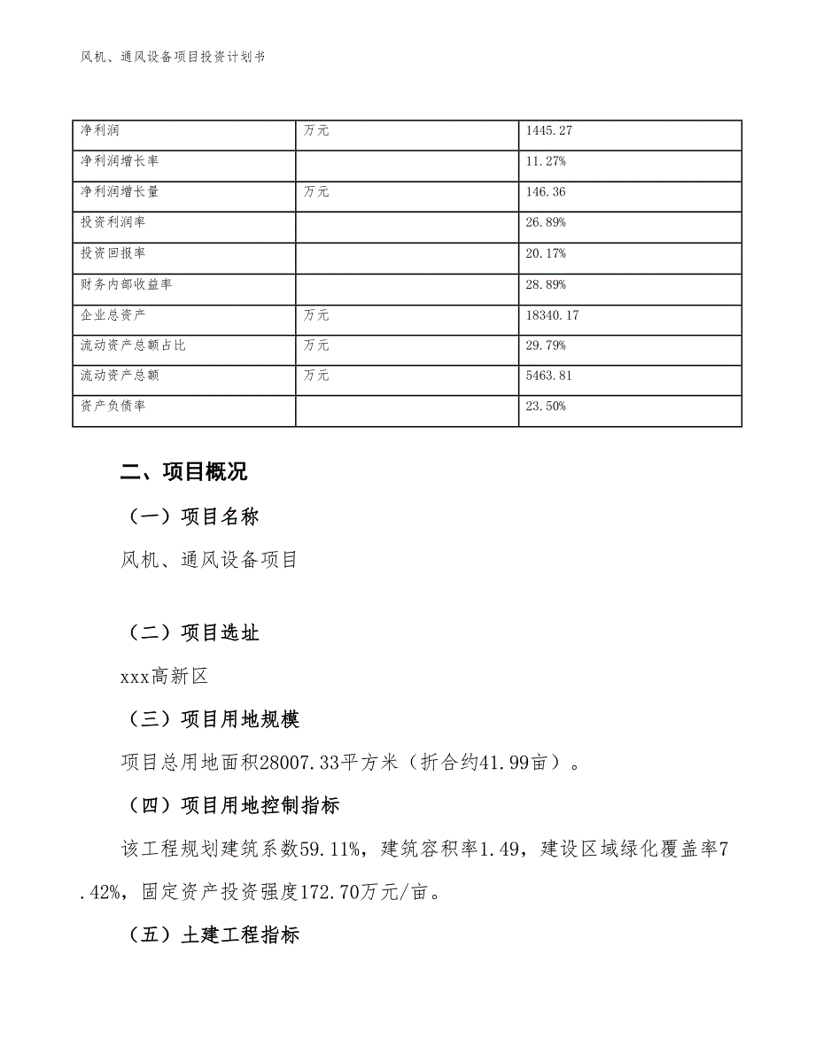 风机、通风设备项目投资计划书（参考模板及重点分析）_第4页