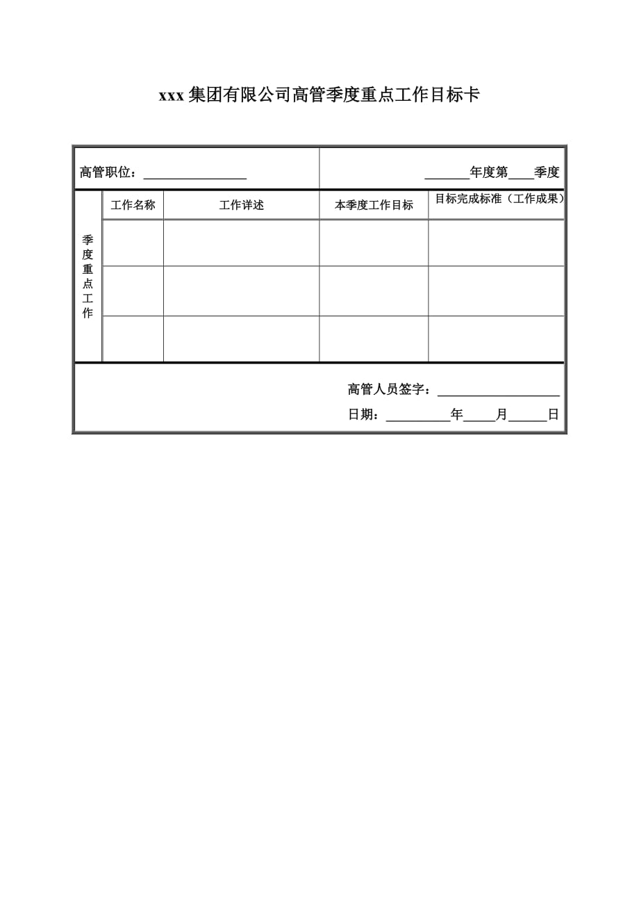 集团有限公司高管季度考核用表_第1页