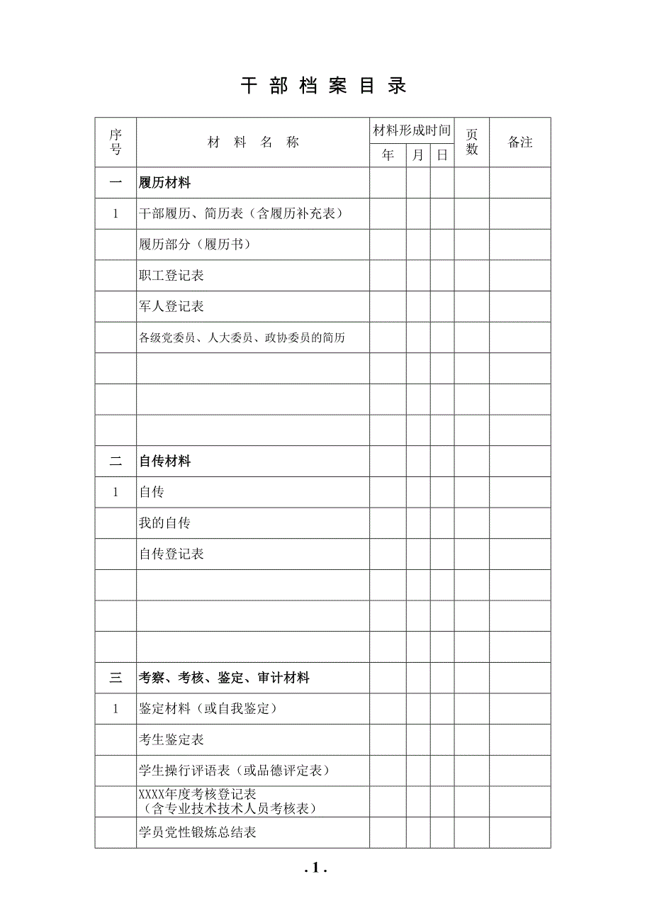 干部档案目录(新版)_第1页