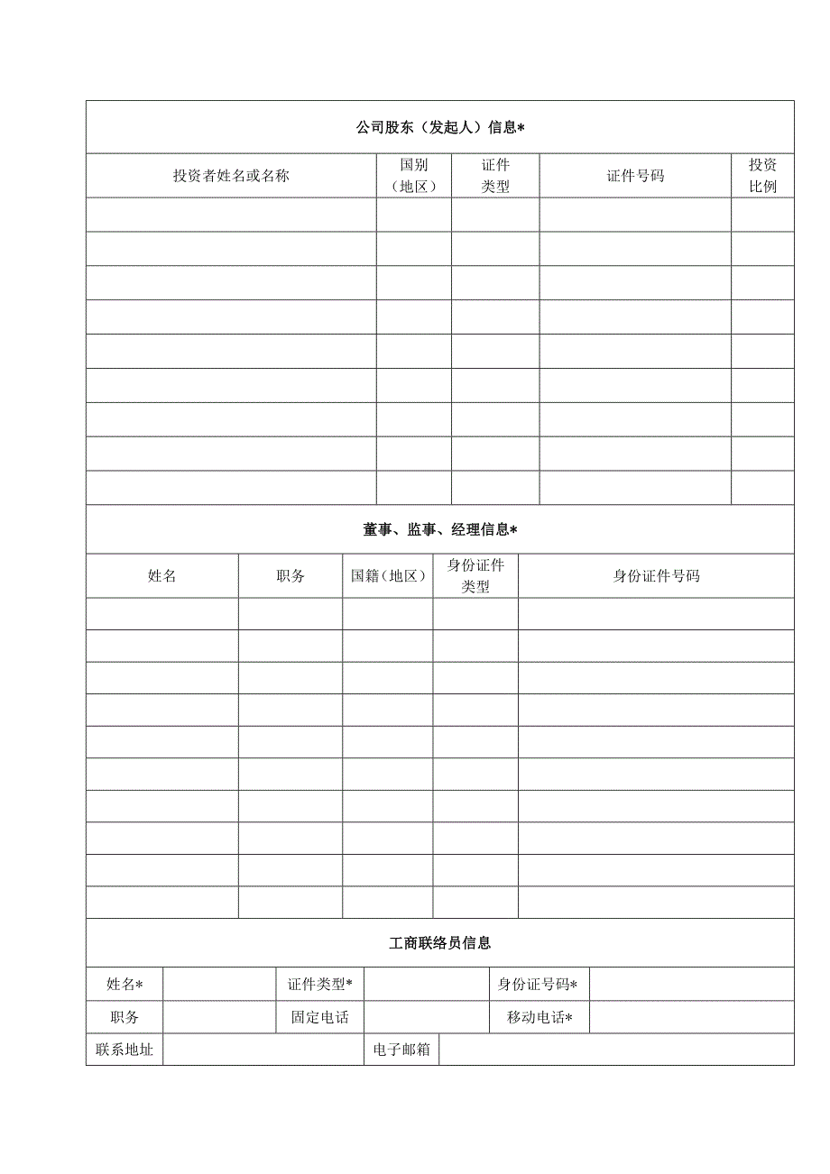 外商投资的公司注册登记设立”三证合一”申请书_第2页