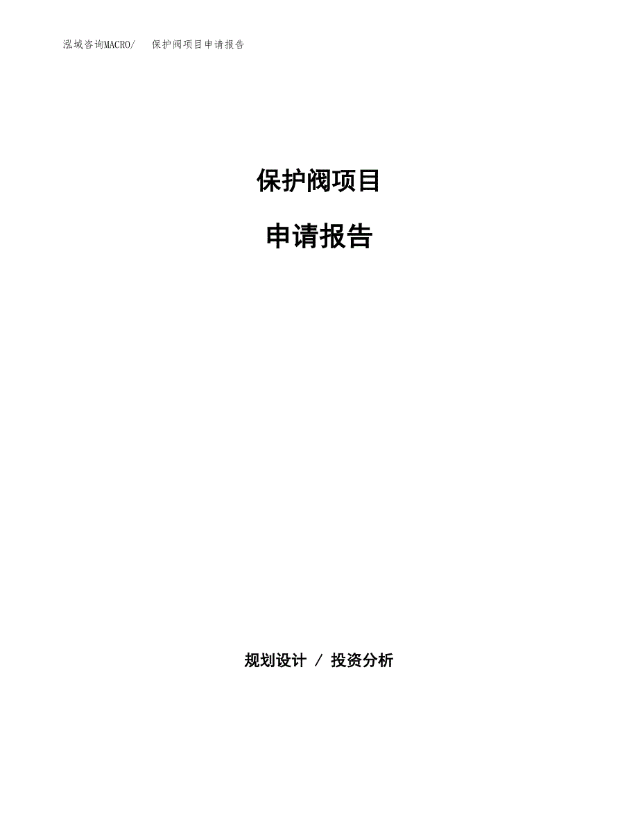 保护阀项目申请报告(目录大纲及参考模板).docx_第1页