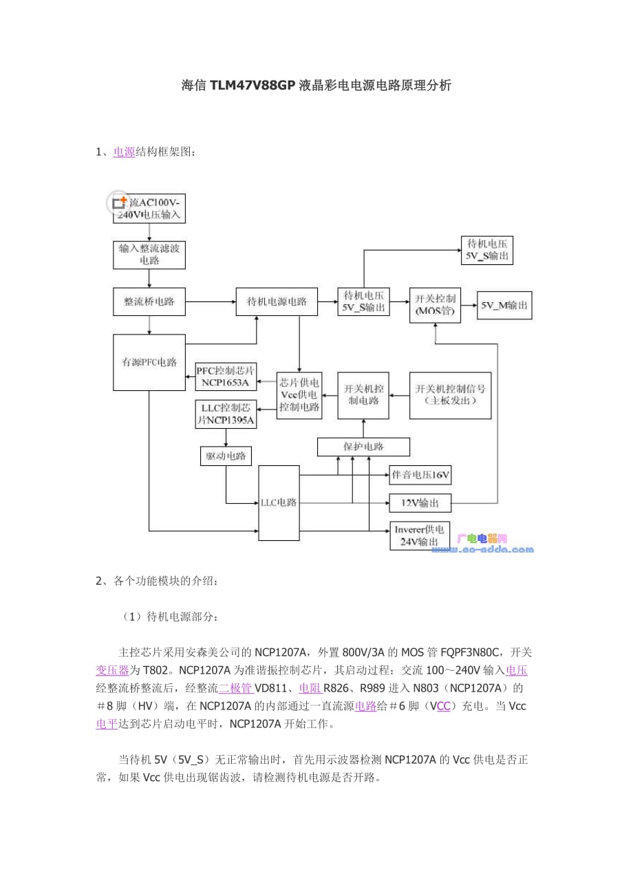 海信tlm47v88gp液晶彩电电源电路原理_第1页