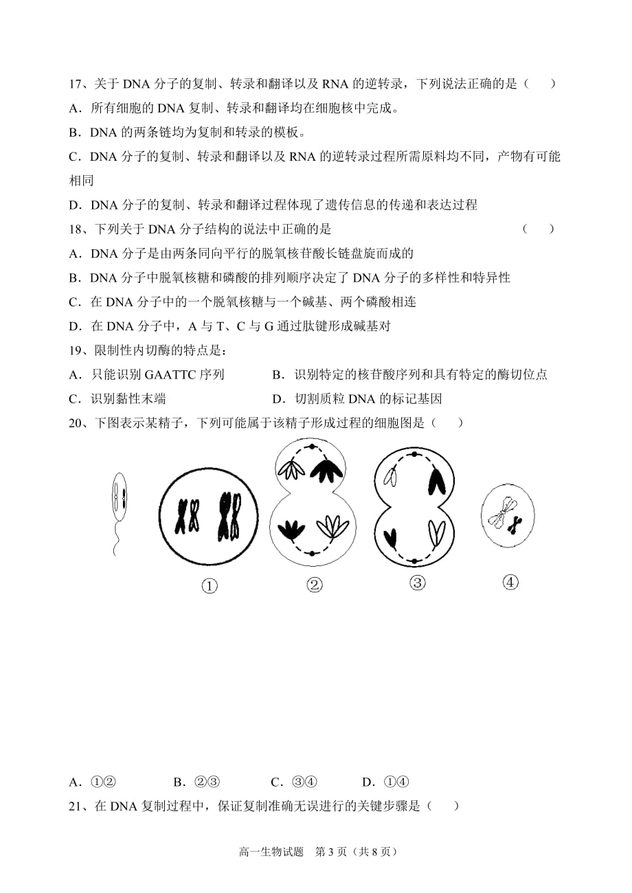 高中生物必修二试题含答案_第3页