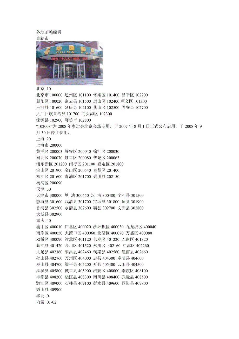 各地邮编编辑概要_第1页