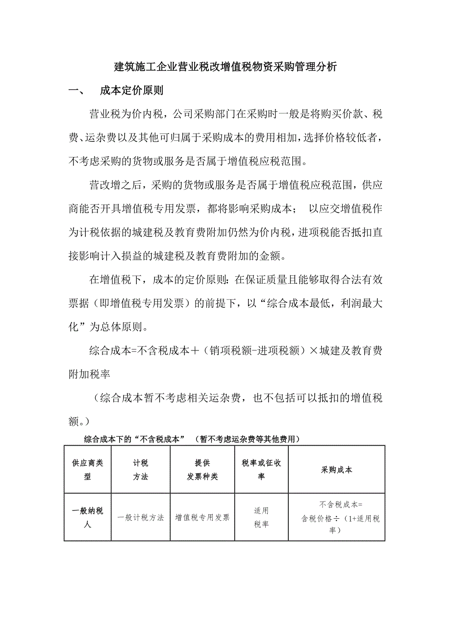 建筑施工企业营业税改增值税物资采购管理分析_第1页