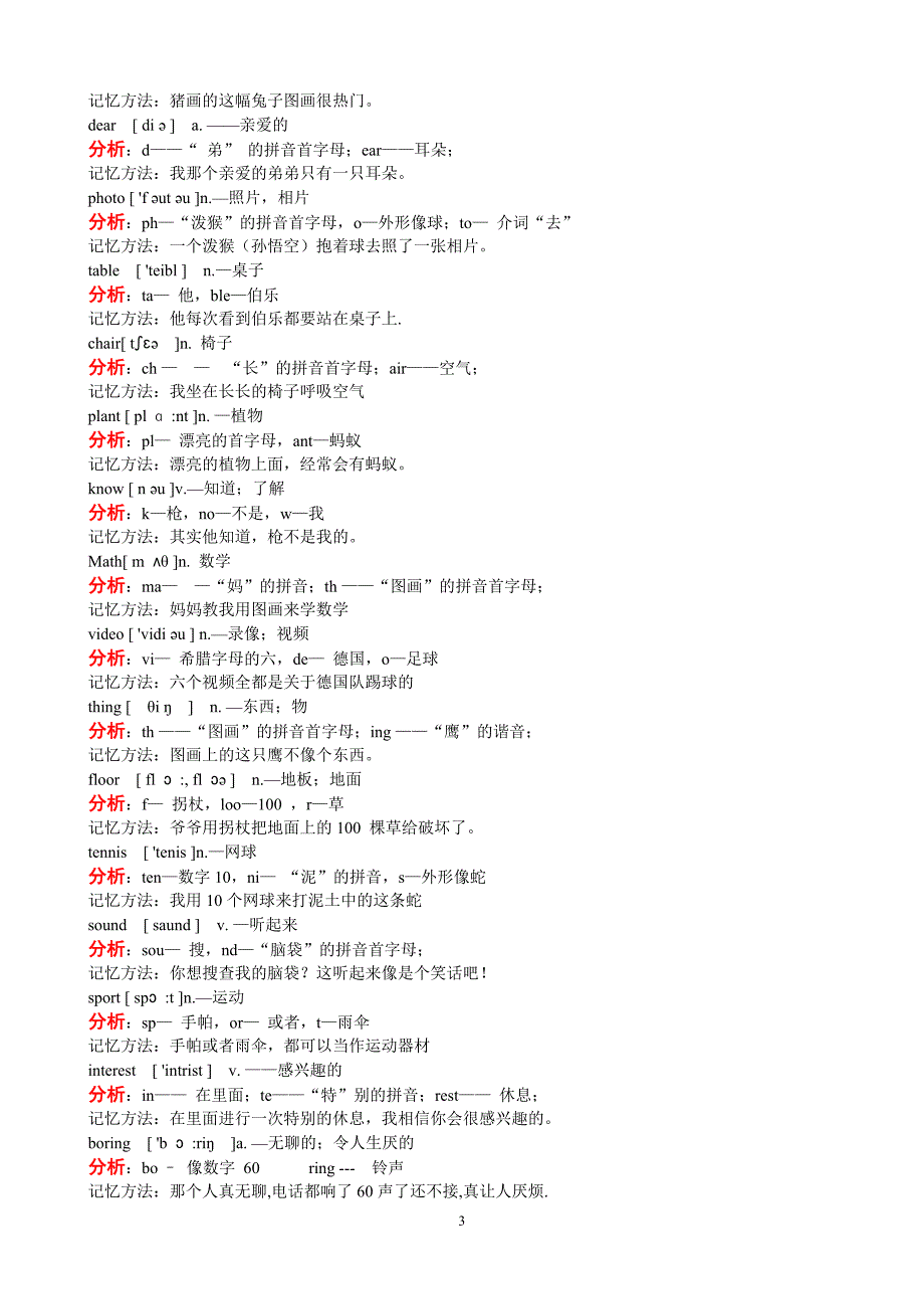 初中英语单词联想记忆总表a4打印版1_第3页