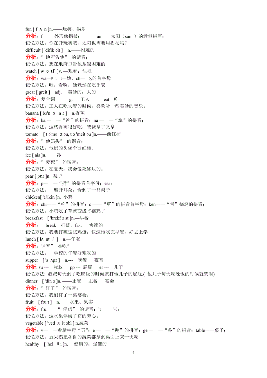 初中英语单词联想记忆总表a4打印版1_第4页