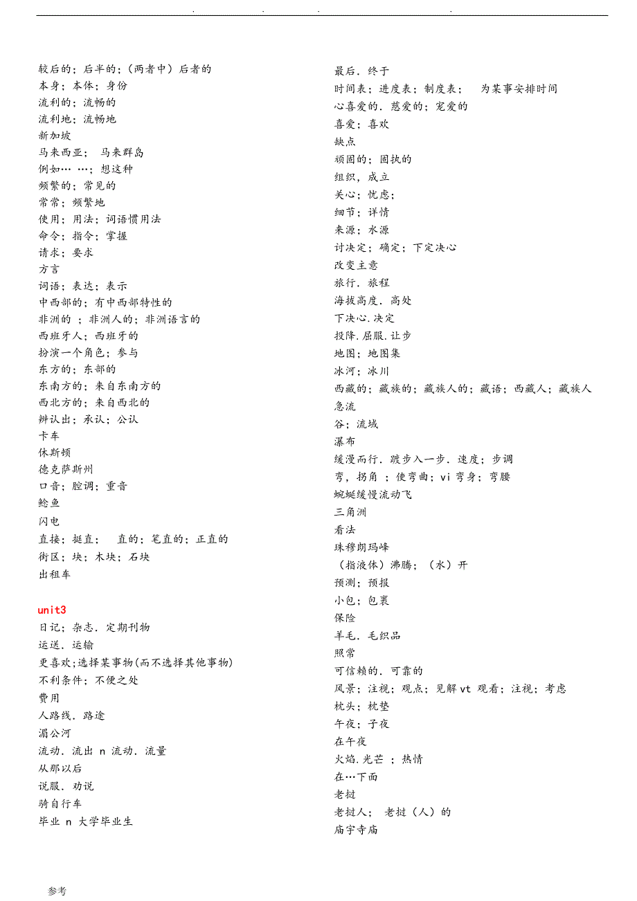 人版高中英语全部单词(必修1至选修8)默写单词使用_第2页