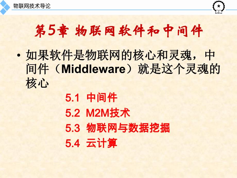 物联网技术导论 教学课件 ppt 作者 强世锦 第5章 物联网软件与中间件（新版）_第1页