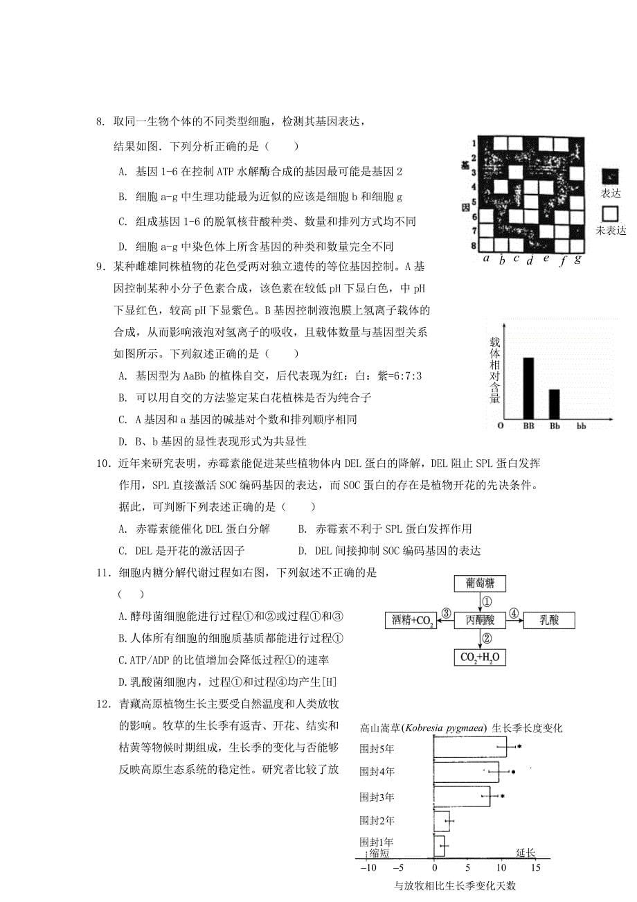 精校word版答案全---2019届江西省南康中学高二下学期第一次大考生物试题Word版_第5页