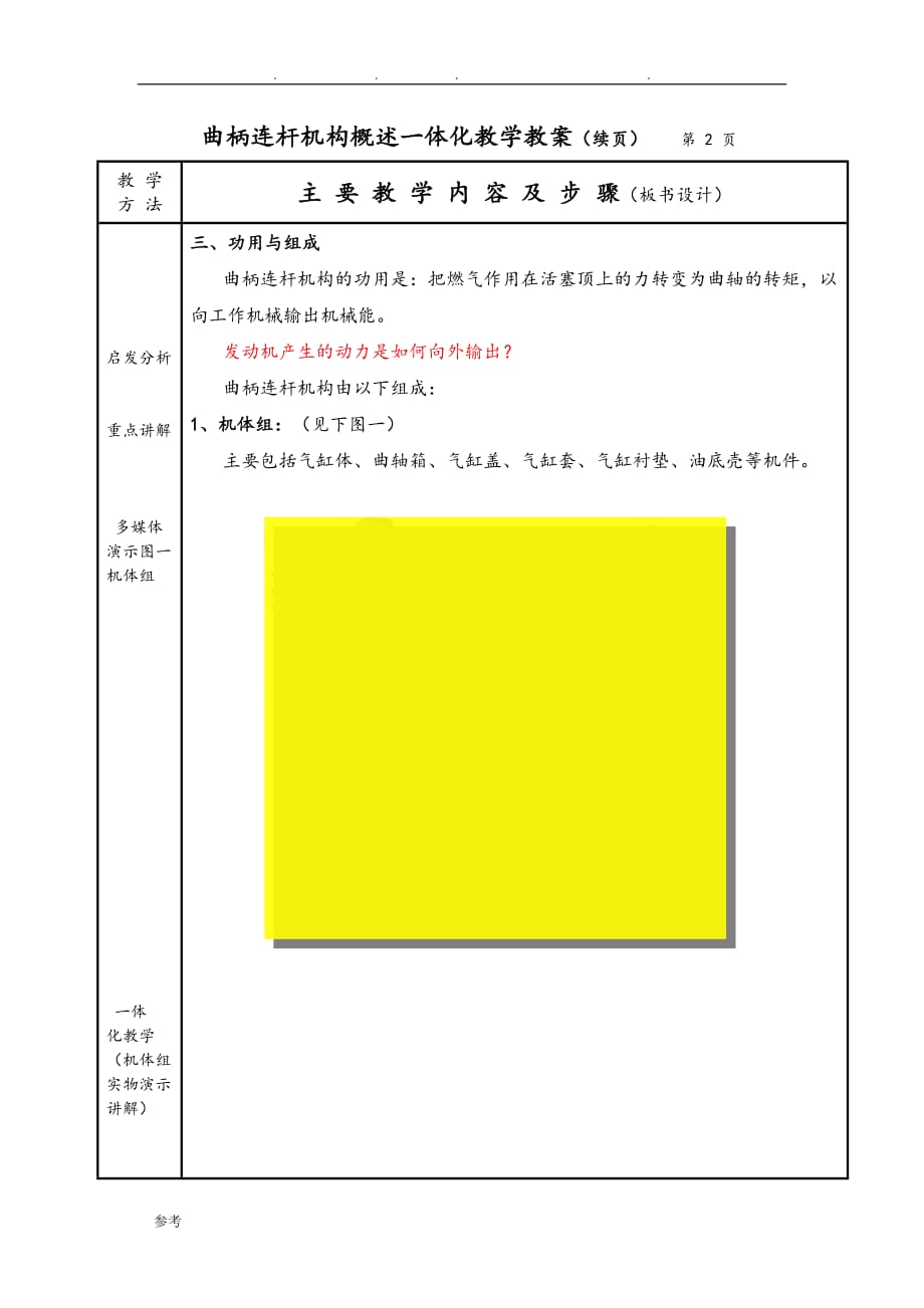 曲柄连杆机构概述教学设计说明_第3页