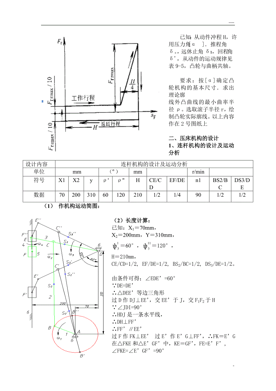 机械原理课程设计——压床机构设计_第4页