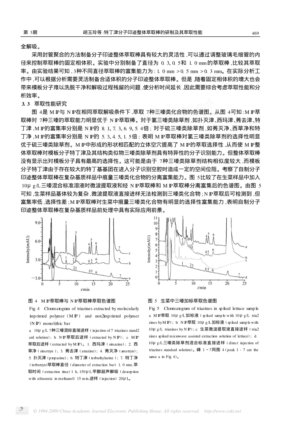 特丁津分子印迹整体萃取棒的研制及其萃取性能[1]_第4页