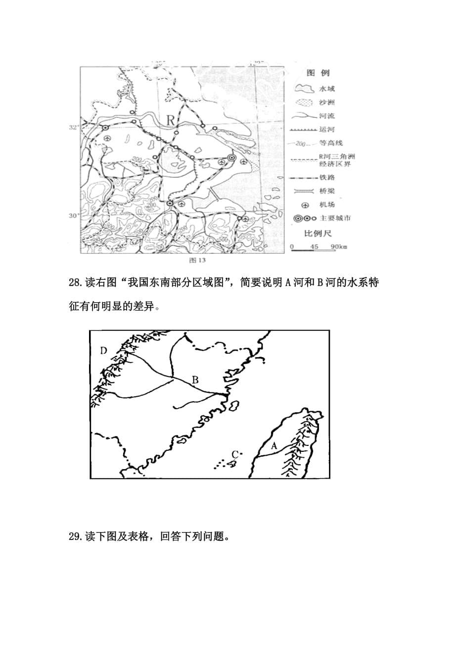 高二地理中国地理月考题位置、河流、气候、地形_第5页