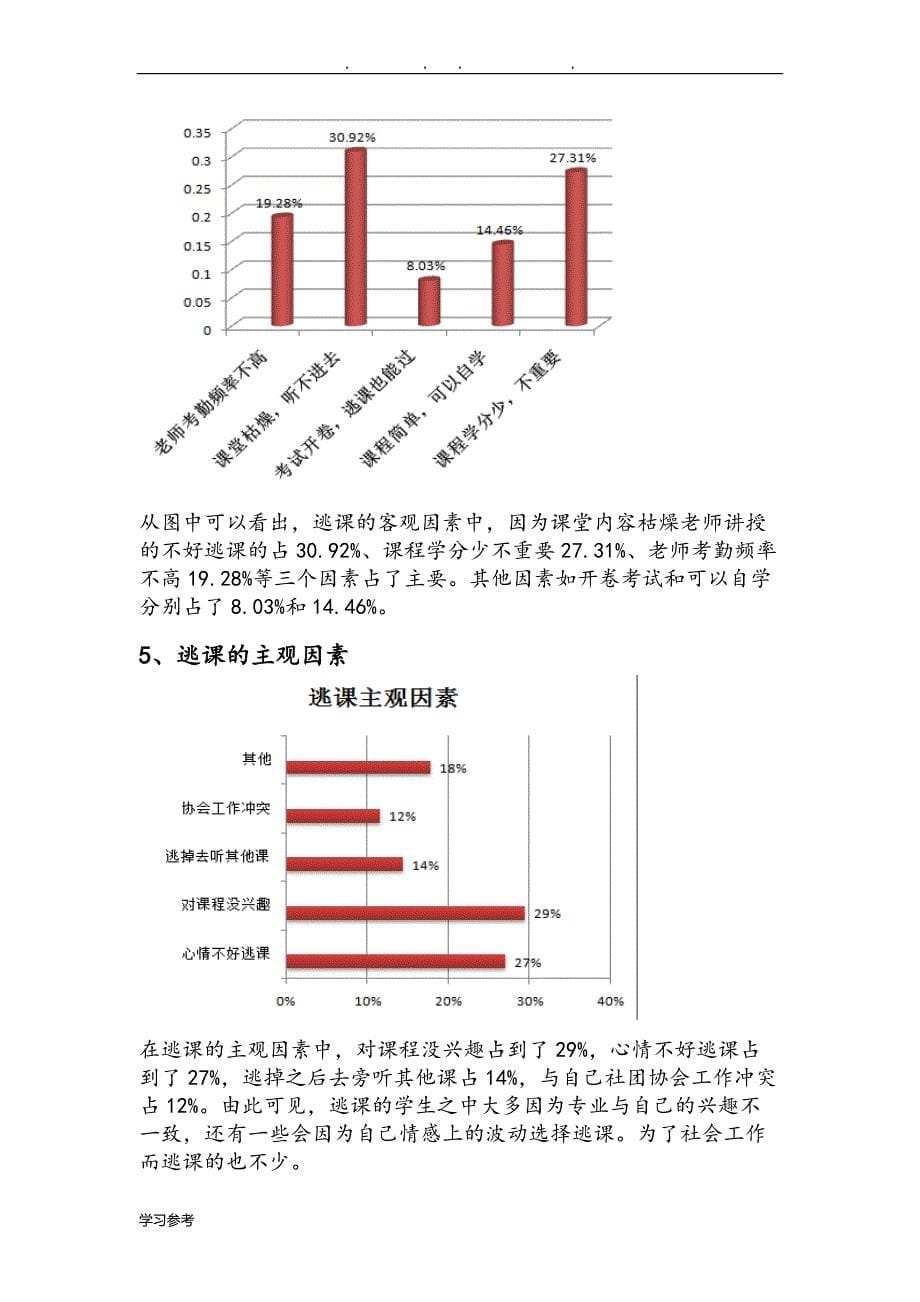 大学生逃课调查方案与报告_第5页