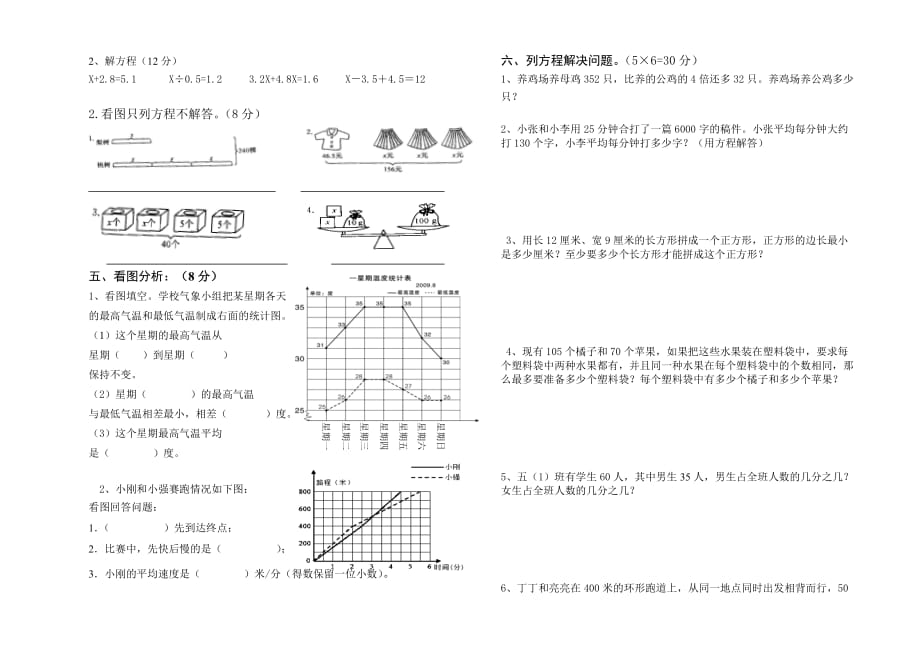 2018年春学期五年级数学期中质量调研试卷_第2页